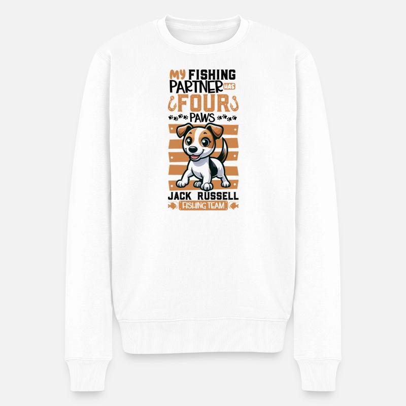 Pêche et Jack Russell Terrier - Pull Premium bio Homme - blanc