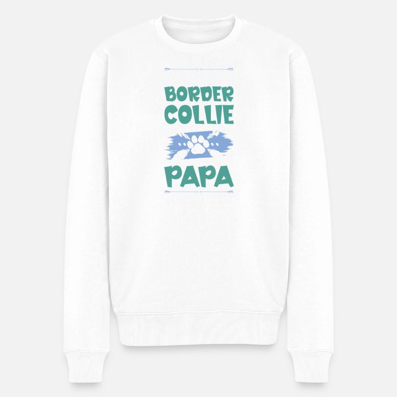 border collie hunde papa - Männer Premium Bio Pullover - Weiß