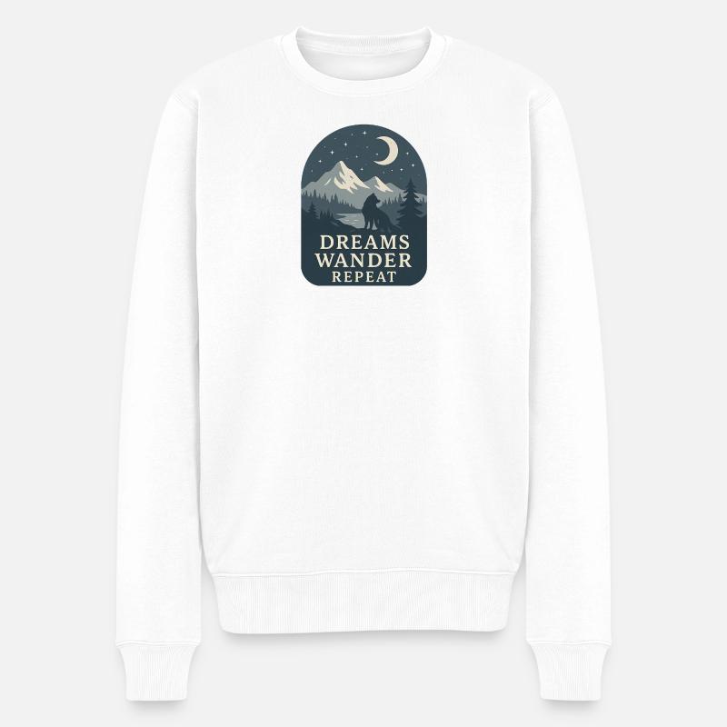 Träume wandern Wiederholung - Männer Premium Bio Pullover - Weiß