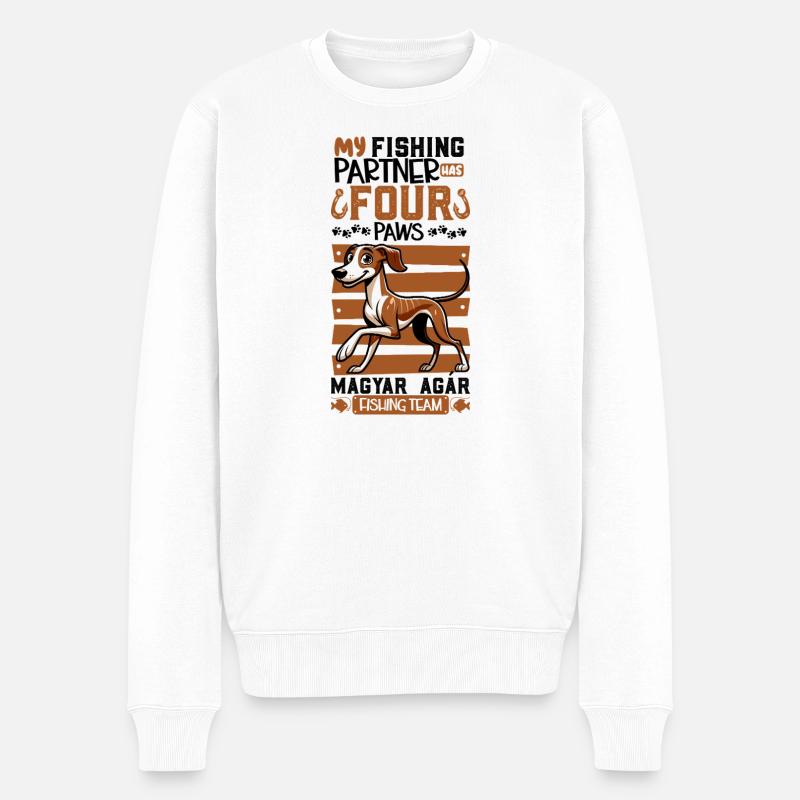 Angeln und Magyar Agár - Männer Premium Bio Pullover - Weiß