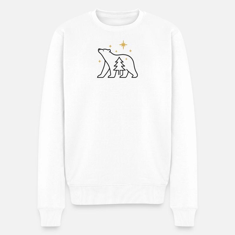 PolarBär im Sternenwald - Männer Premium Bio Pullover - Weiß