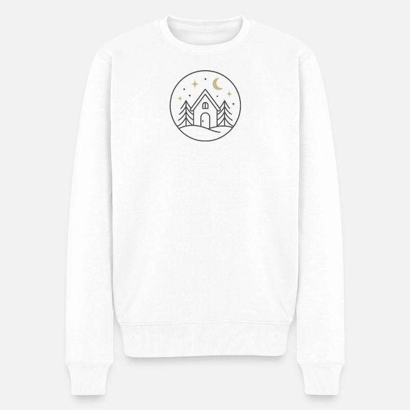 Mondscheinwald Häuschen - Männer Premium Bio Pullover - Weiß