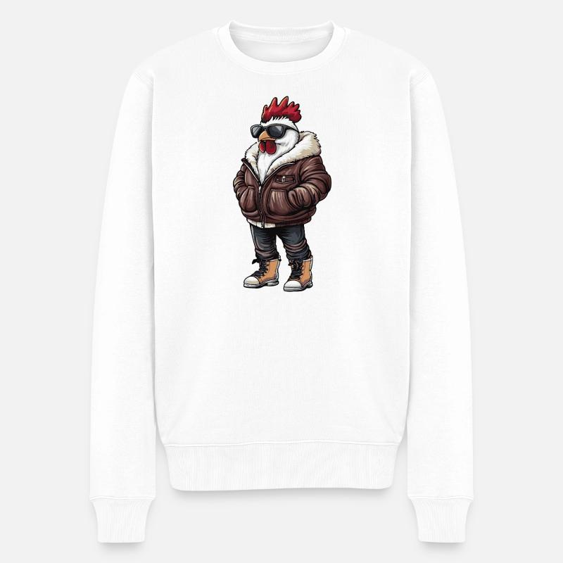 Hahn Cool Winter - Männer Premium Bio Pullover - Weiß
