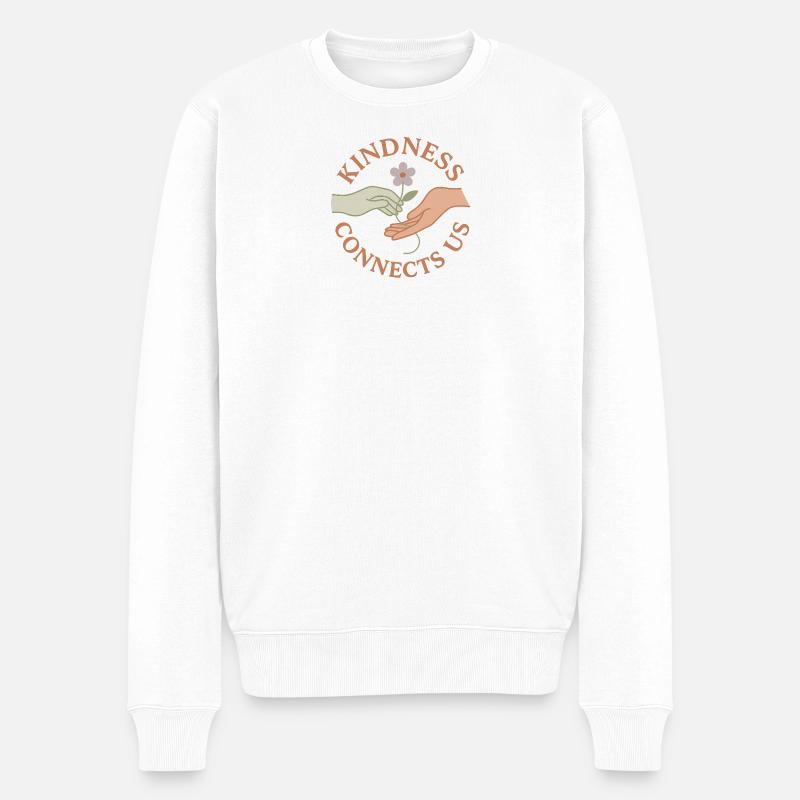 Freundlichkeit verbindet uns - Männer Premium Bio Pullover - Weiß