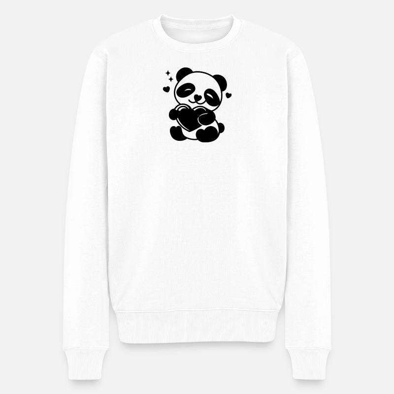 Soft Heart Panda - Männer Premium Bio Pullover - Weiß
