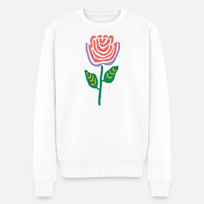 Rose Bloom Folk-Palette - Männer Premium Bio Pullover - Weiß
