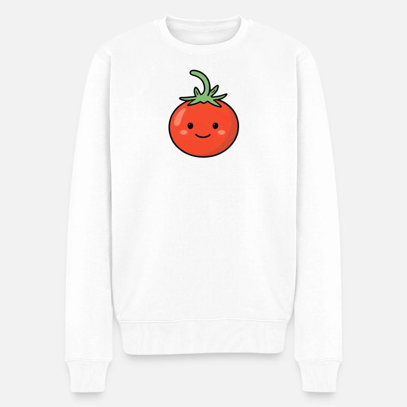 Kawaii Tomate Lächeln - Männer Premium Bio Pullover - Weiß