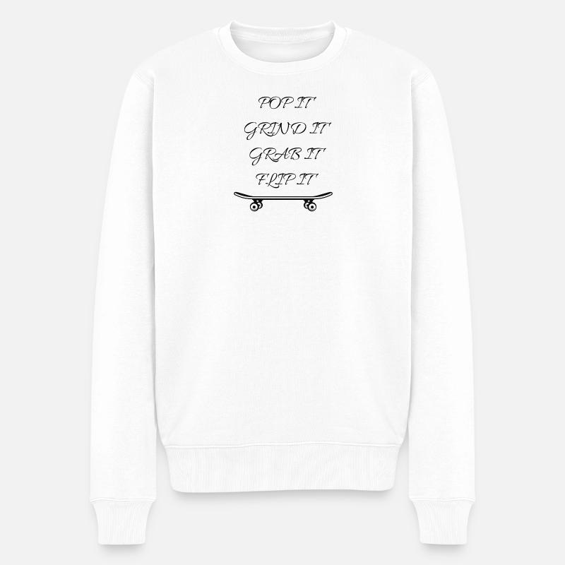 Minimale Skateboard-Umrisse - Männer Premium Bio Pullover - Weiß