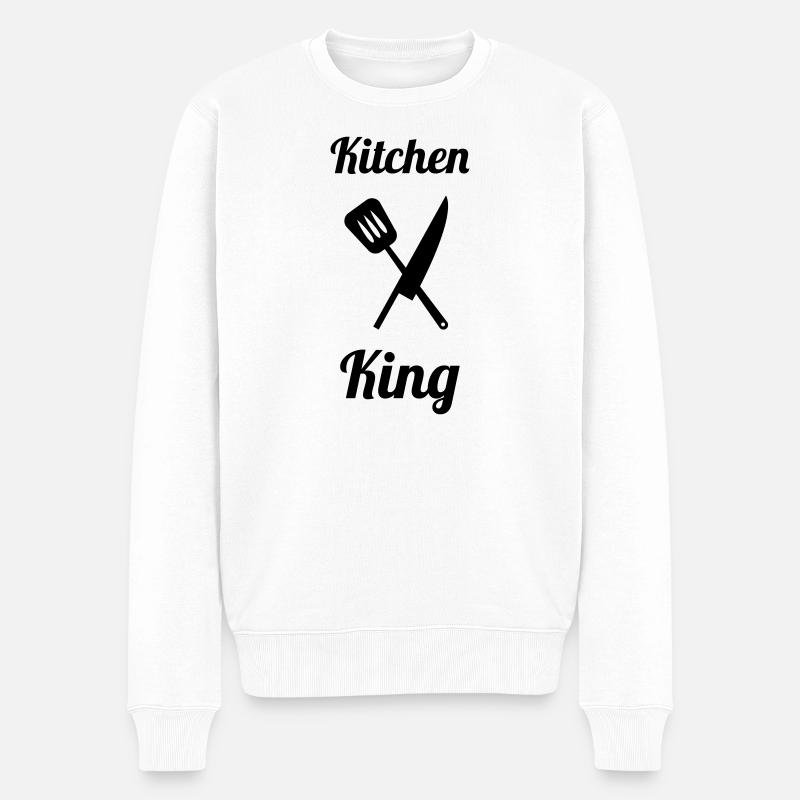 Küchenkönig: Der König des Pro-Herds - Männer Premium Bio Pullover - Weiß