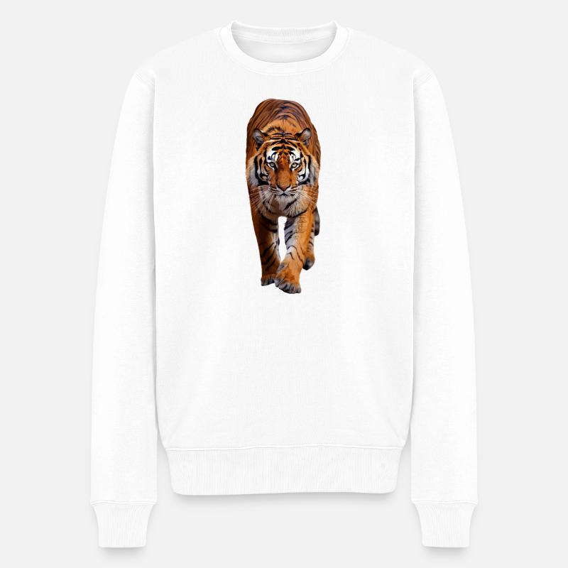 Tiger - Männer Premium Bio Pullover - Weiß