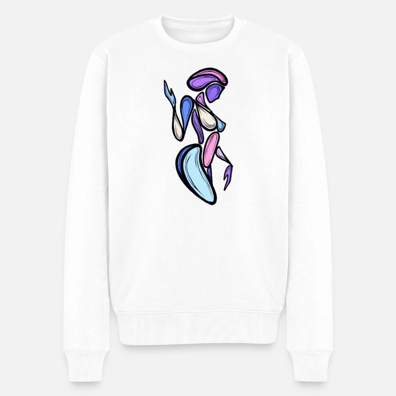 Abstrakte Frau, bunte Form - Männer Premium Bio Pullover - Weiß