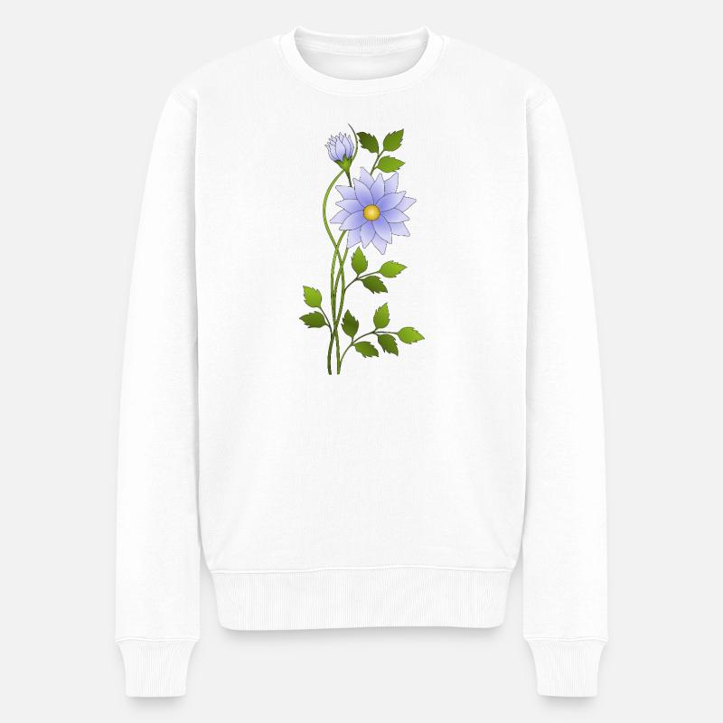 Blumen - Männer Premium Bio Pullover - Weiß