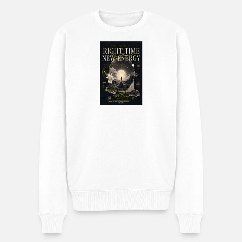 Right Time Neue Energie - Männer Premium Bio Pullover - Weiß