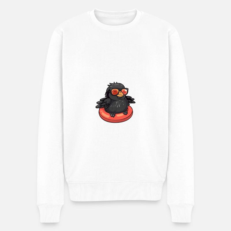 Rabe Krähe Comic Cool - Männer Premium Bio Pullover - Weiß