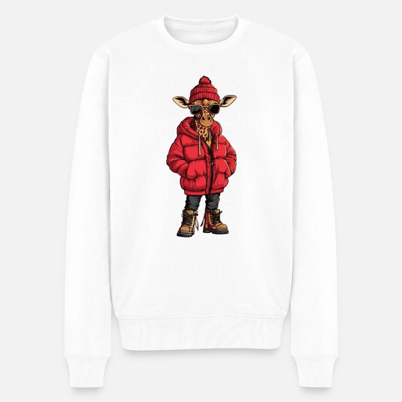 Girafe Mode d’hiver - Pull Premium bio Homme - blanc