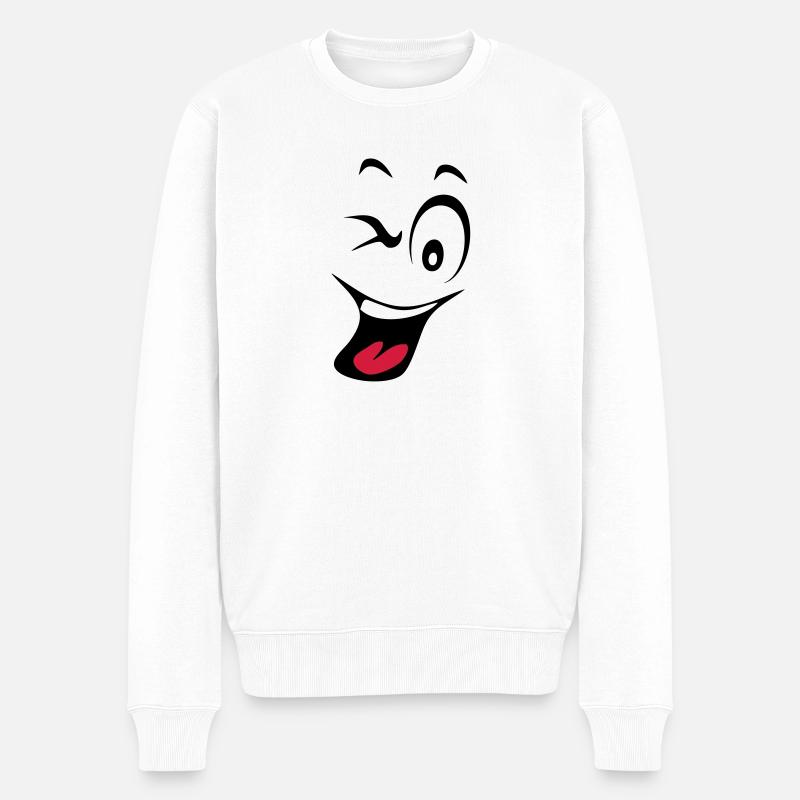 lachender Smiley humeur1 - Männer Premium Bio Pullover - Weiß