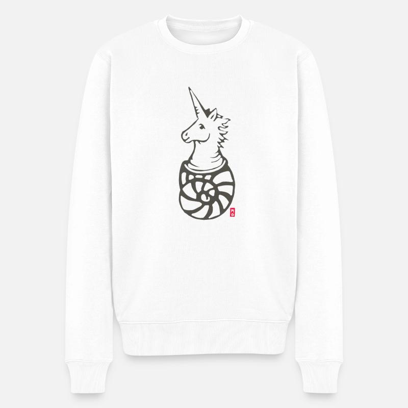 Einhorn - Der Einsiedler - Männer Premium Bio Pullover - Weiß