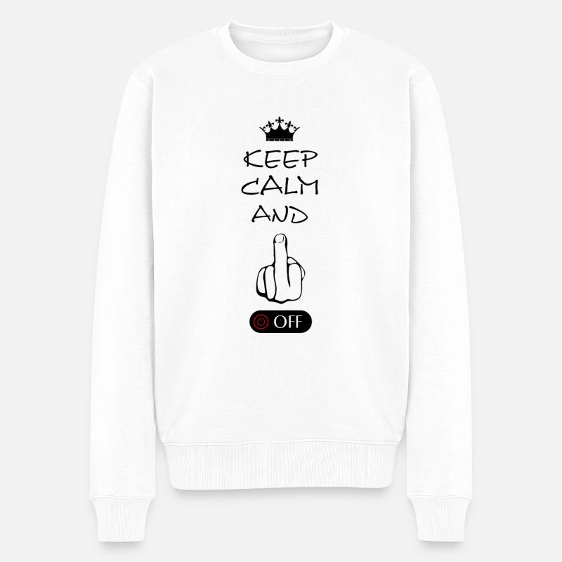 Keep Calm and Fuck off - Männer Premium Bio Pullover - Weiß