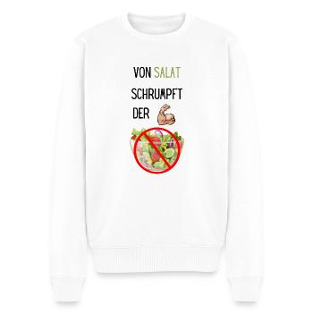 VON SALAT SCHRUMPFT DER BIZEPS DESIGN - Männer Premium Bio Pullover - Weiß - Vorne - Thijin (182cm)