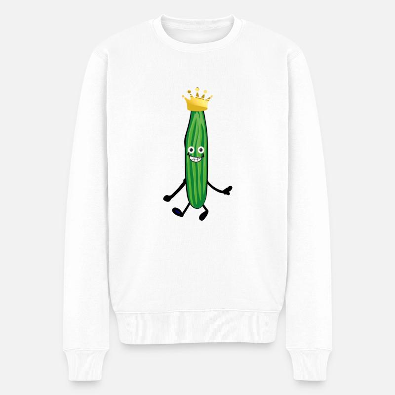 gurken,prinz,gurken,gurke,salatgurke,krone - Männer Premium Bio Pullover - Weiß