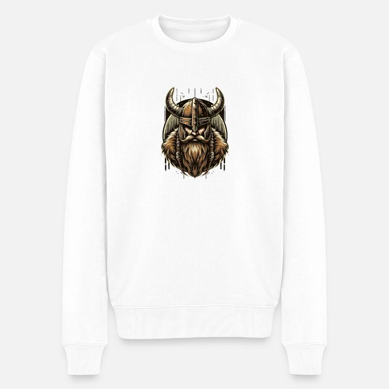 Regard du guerrier nordique - Pull Premium bio Homme - blanc