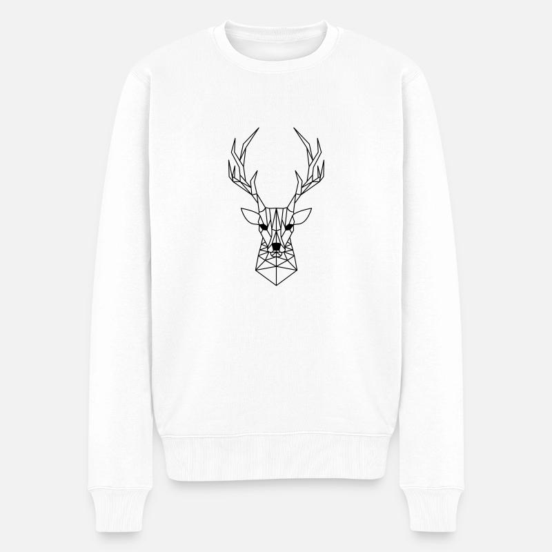 Tête de cerf en triangles - Pull Premium bio Homme - blanc