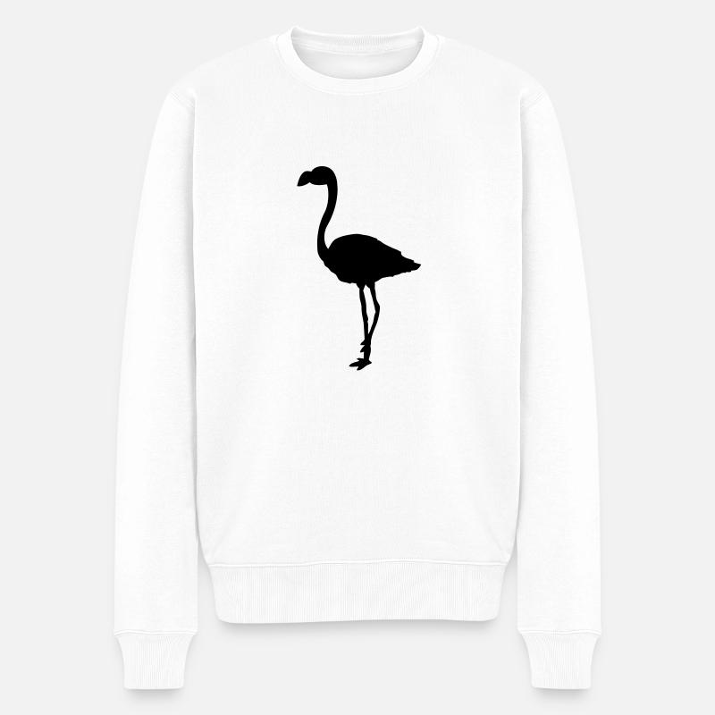 flamingo_silhouette_wu1 - Männer Premium Bio Pullover - Weiß