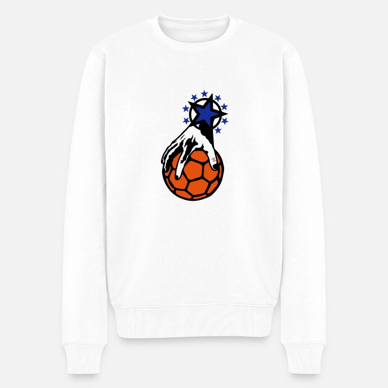 handball main hand mano prise ballon - Pull Premium bio Homme - blanc