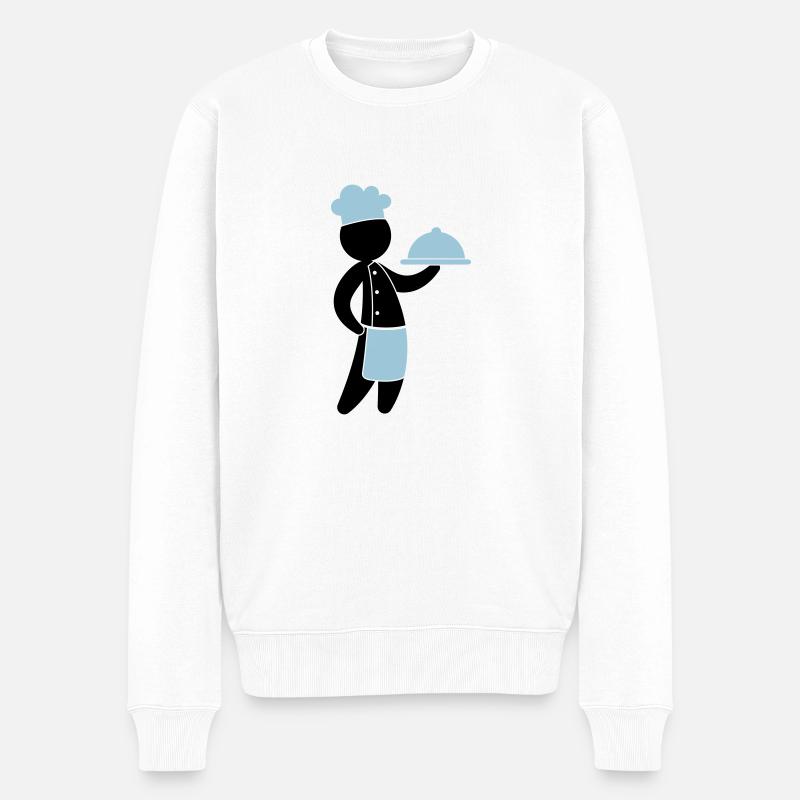 Un chef cuisinier sert invités - Pull Premium bio Homme - blanc