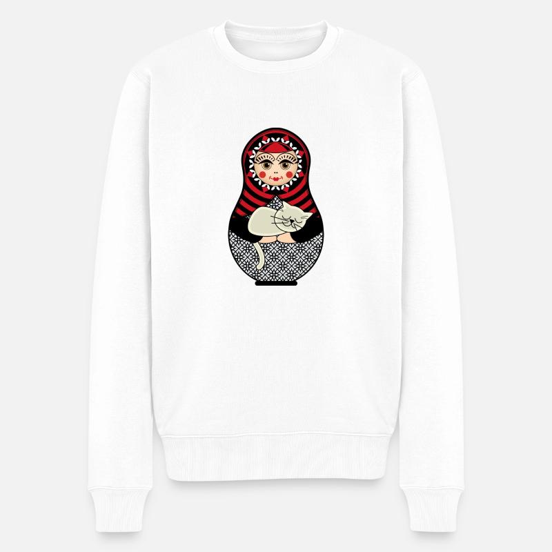 Matryoshka matryoshka poupée russe chat - Pull Premium bio Homme - blanc
