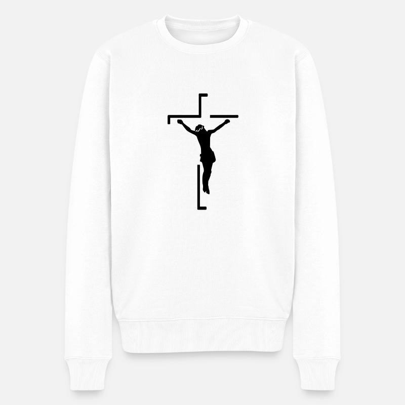 Jesus - Männer Premium Bio Pullover - Weiß