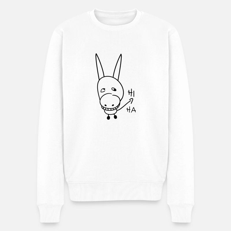 Lustiger Esel - Männer Premium Bio Pullover - Weiß
