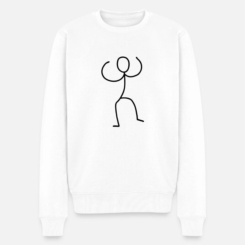 Strichmännchen beim Tanzen 2 - Männer Premium Bio Pullover - Weiß