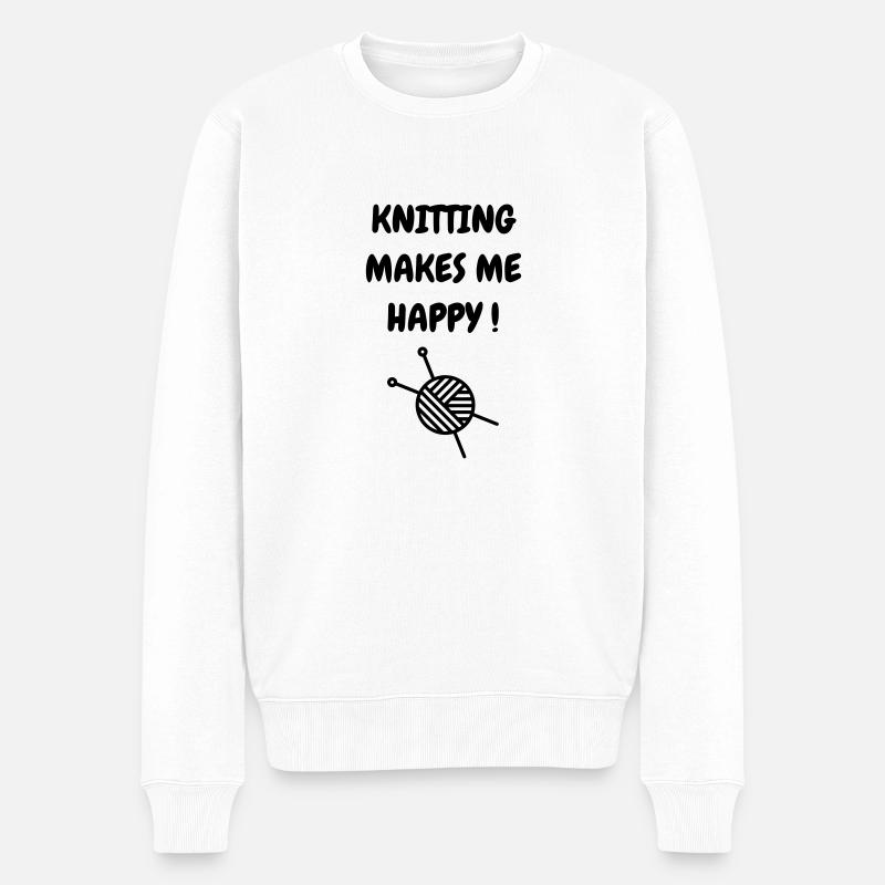 Stricken / stricker / Sticken / mode - Männer Premium Bio Pullover - Weiß