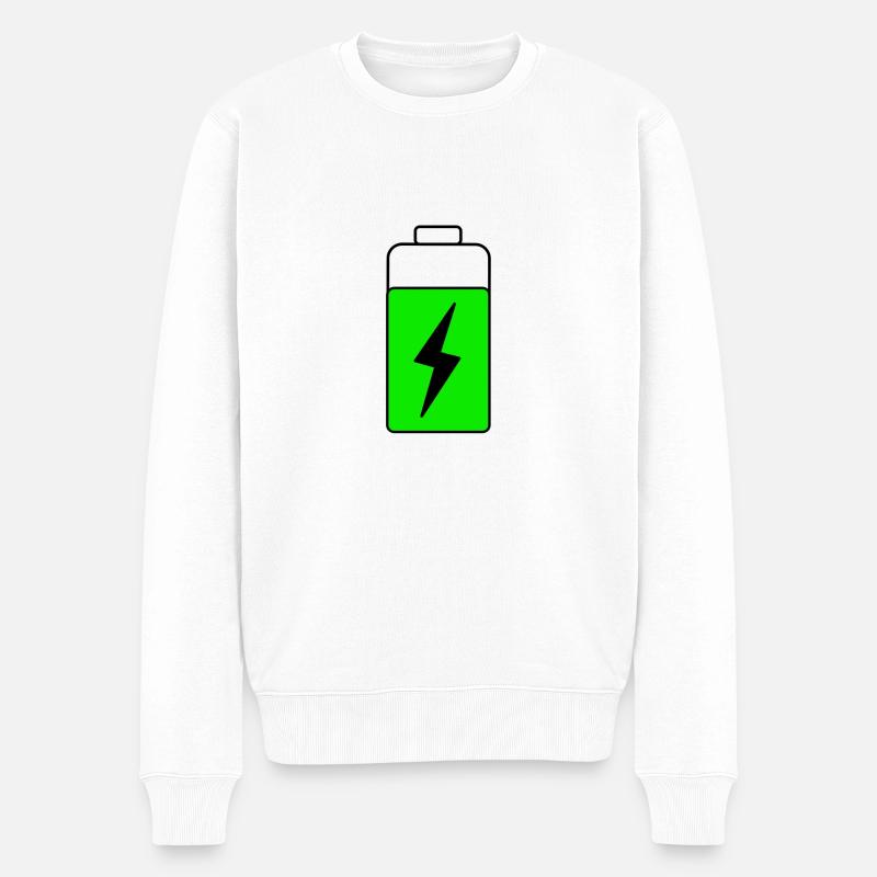 batterie verte - Pull Premium bio Homme - blanc