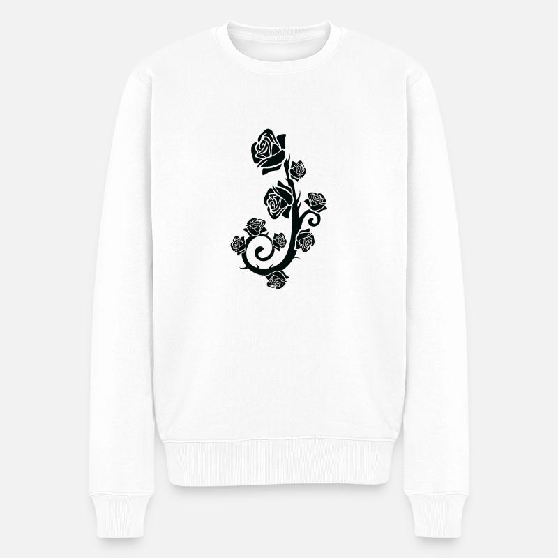 Schwarze Rose, Black rose - Männer Premium Bio Pullover - Weiß
