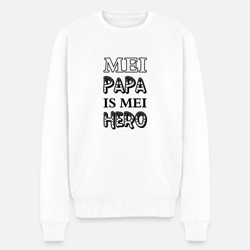 meipapaismeihero 01 - Männer Premium Bio Pullover - Weiß