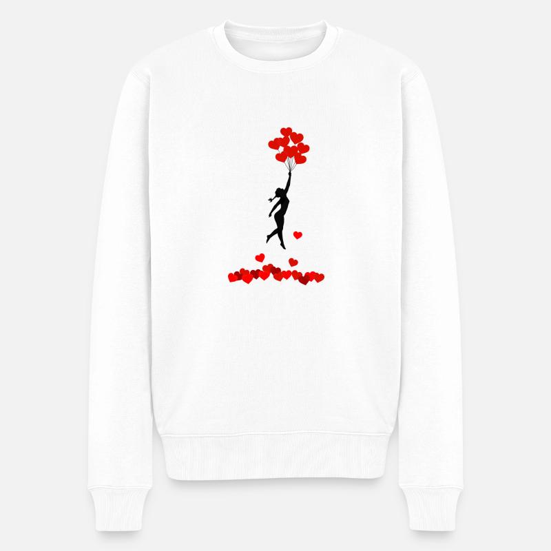 Liebe liegt in der Luft - Männer Premium Bio Pullover - Weiß