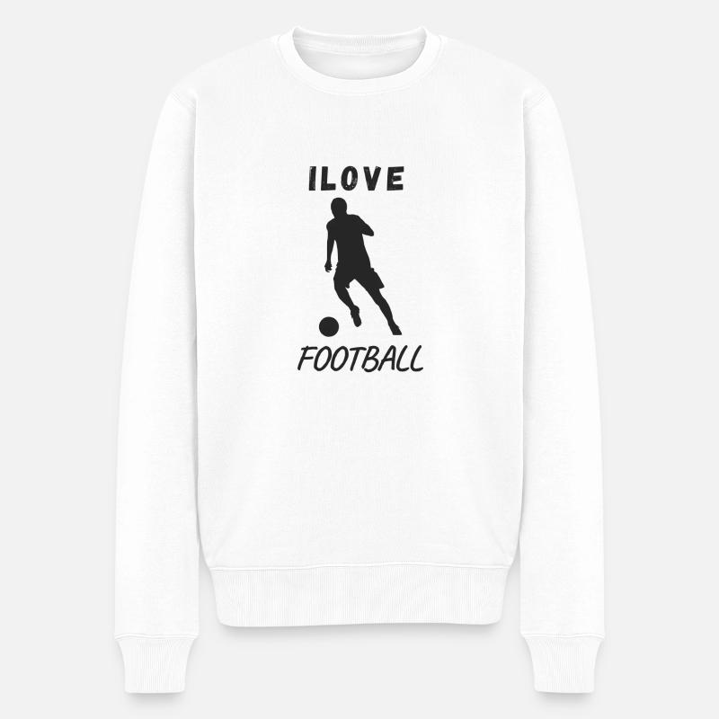 Fußballstil - Männer Premium Bio Pullover - Weiß