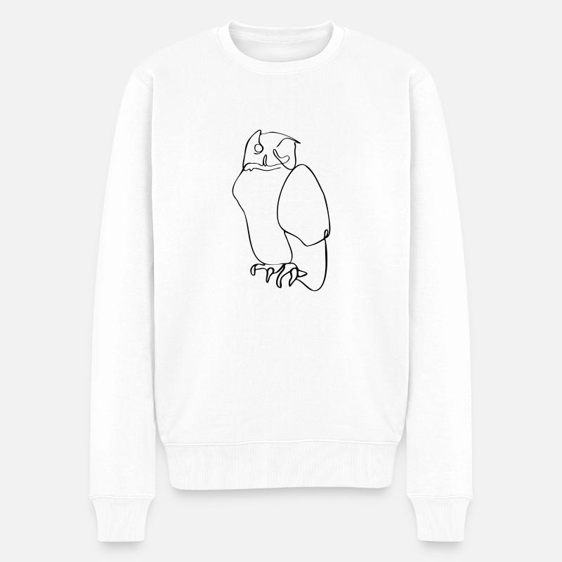 Eulen-Design - Männer Premium Bio Pullover - Weiß