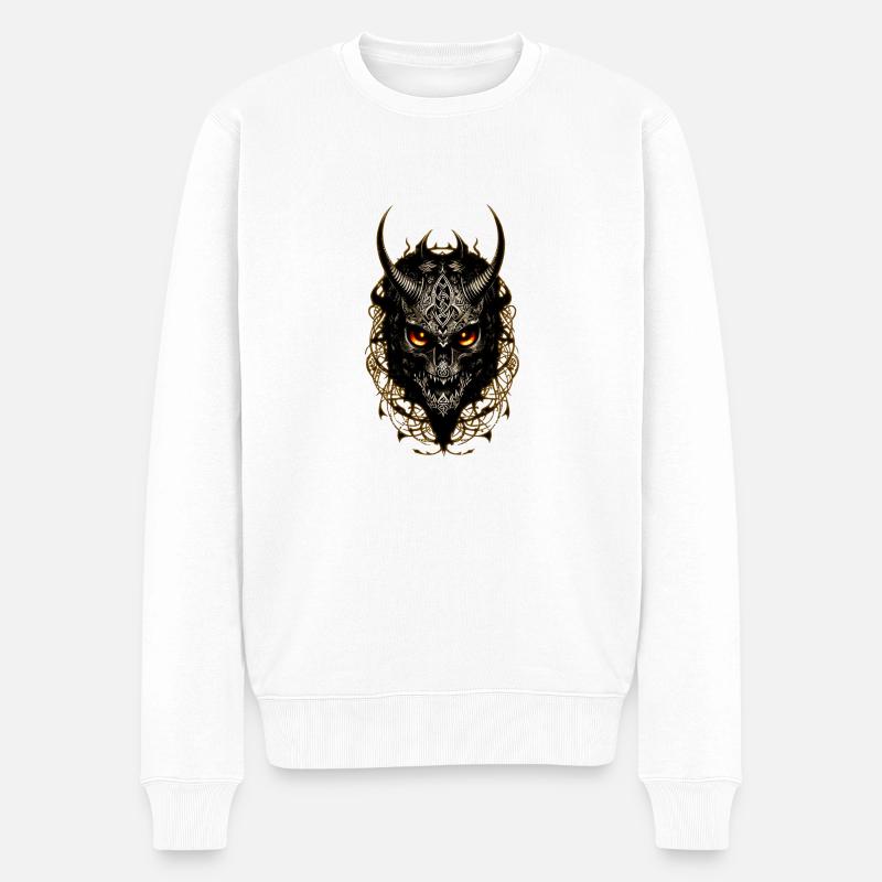 Kopf mit Hörnern - Männer Premium Bio Pullover - Weiß
