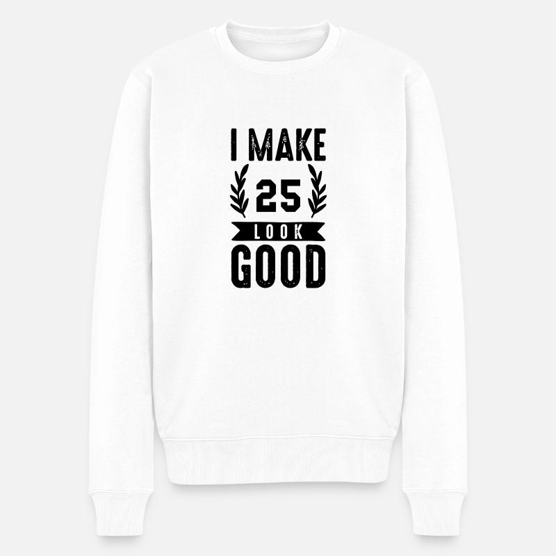 look good 25 - Männer Premium Bio Pullover - Weiß