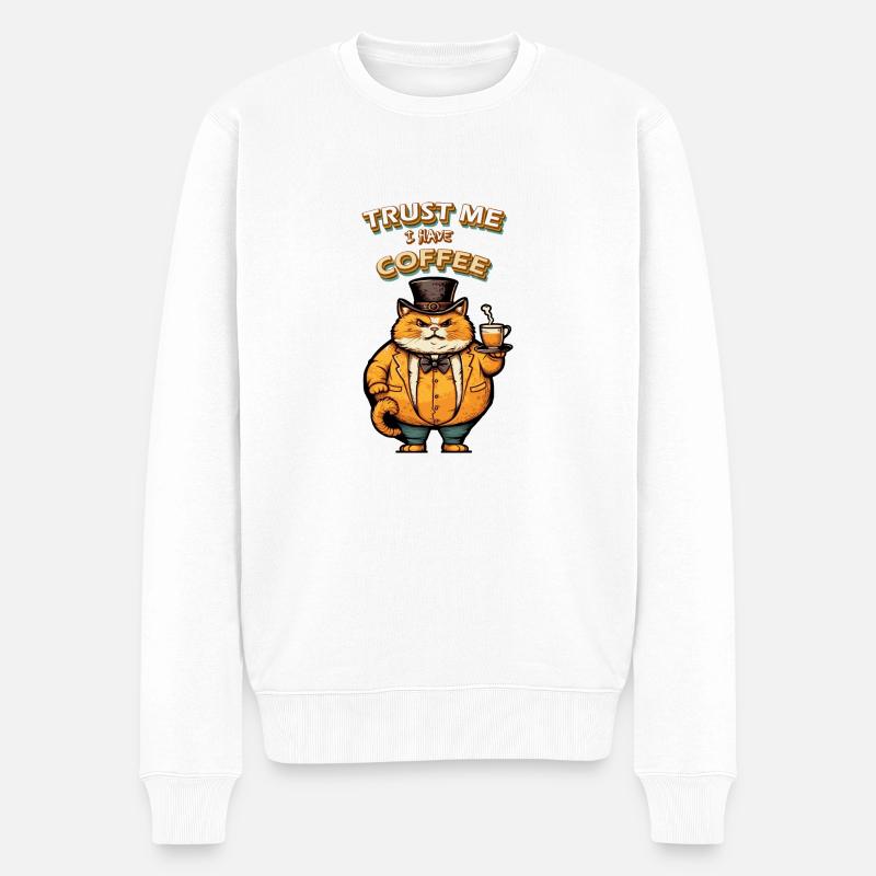 Faites-moi confiance Cat Coffee - Pull Premium bio Homme - blanc