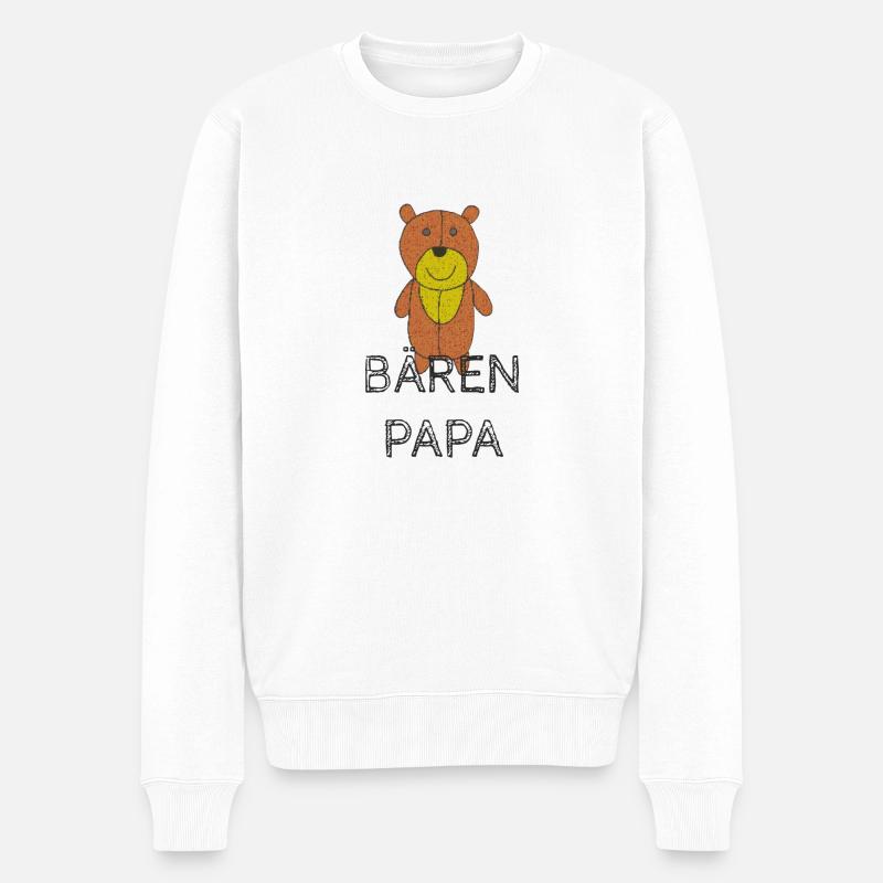BÄREN PAPA - Männer Premium Bio Pullover - Weiß