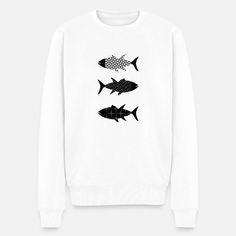 Fisch - Männer Premium Bio Pullover - Weiß