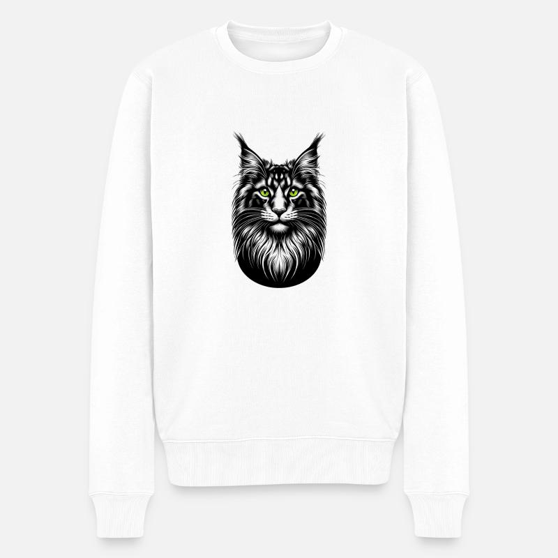 Struwwelliges Katze | Stubbeliges Katzengesicht - Männer Premium Bio Pullover - Weiß