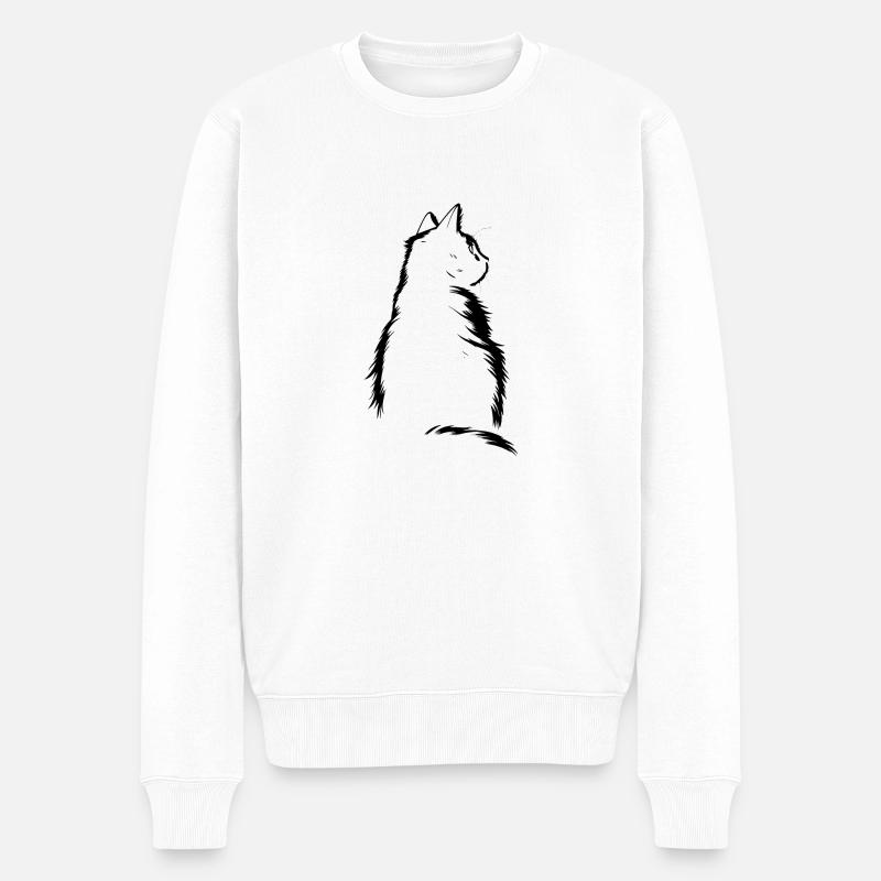 Chat, Motif De Chat - Pull Premium bio Homme - blanc