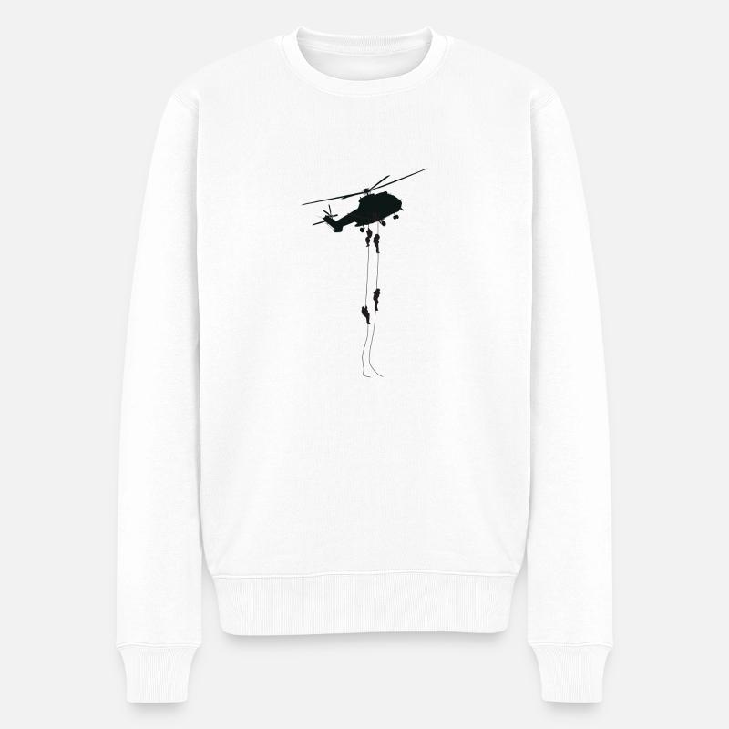 Hubschrauber Geschenk Pilot Helikopter - Männer Premium Bio Pullover - Weiß