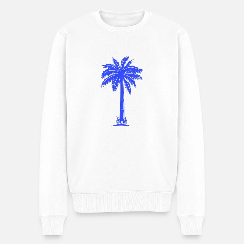 palme silhouette - Männer Premium Bio Pullover - Weiß