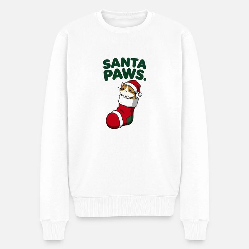 Weihnachtsmann-Pfoten - Männer Premium Bio Pullover - Weiß